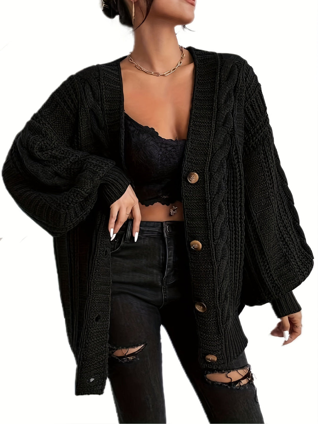Drune | stilvoller warmer Kabelstrick-Woll-Cardigan für Damen - Perfekt für lässige Tage