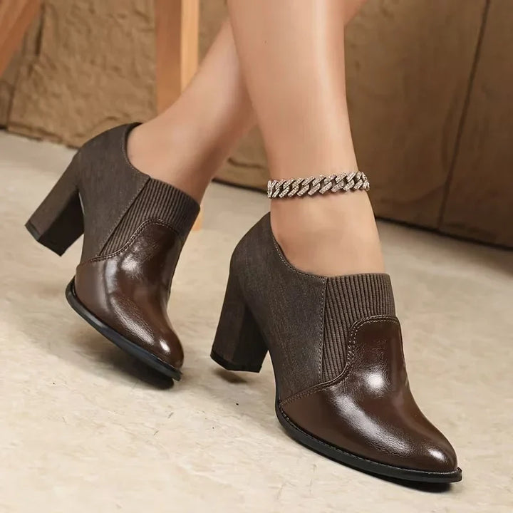 Schicke Blockstiefel mit Dual-Textur-Design und klobigem Absatz Drune Drune
