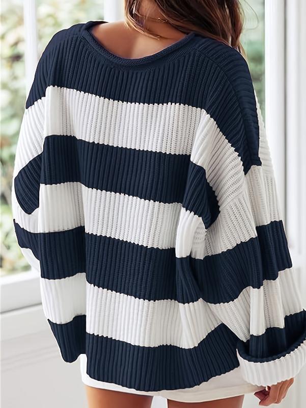 Drune | Strickpullover mit Streifen Lockerer Sitz Lässig und Komfortabel