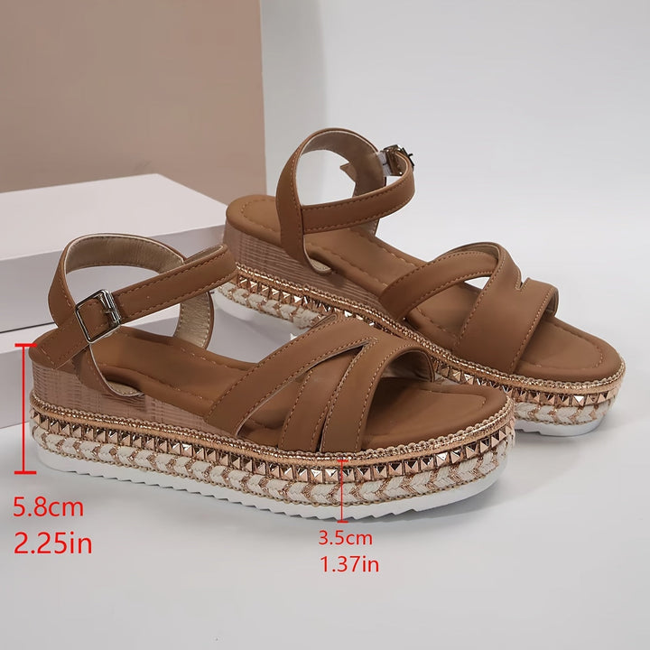 Drune | Elegante Damen Schnalle Komfort Plattform Sandalen