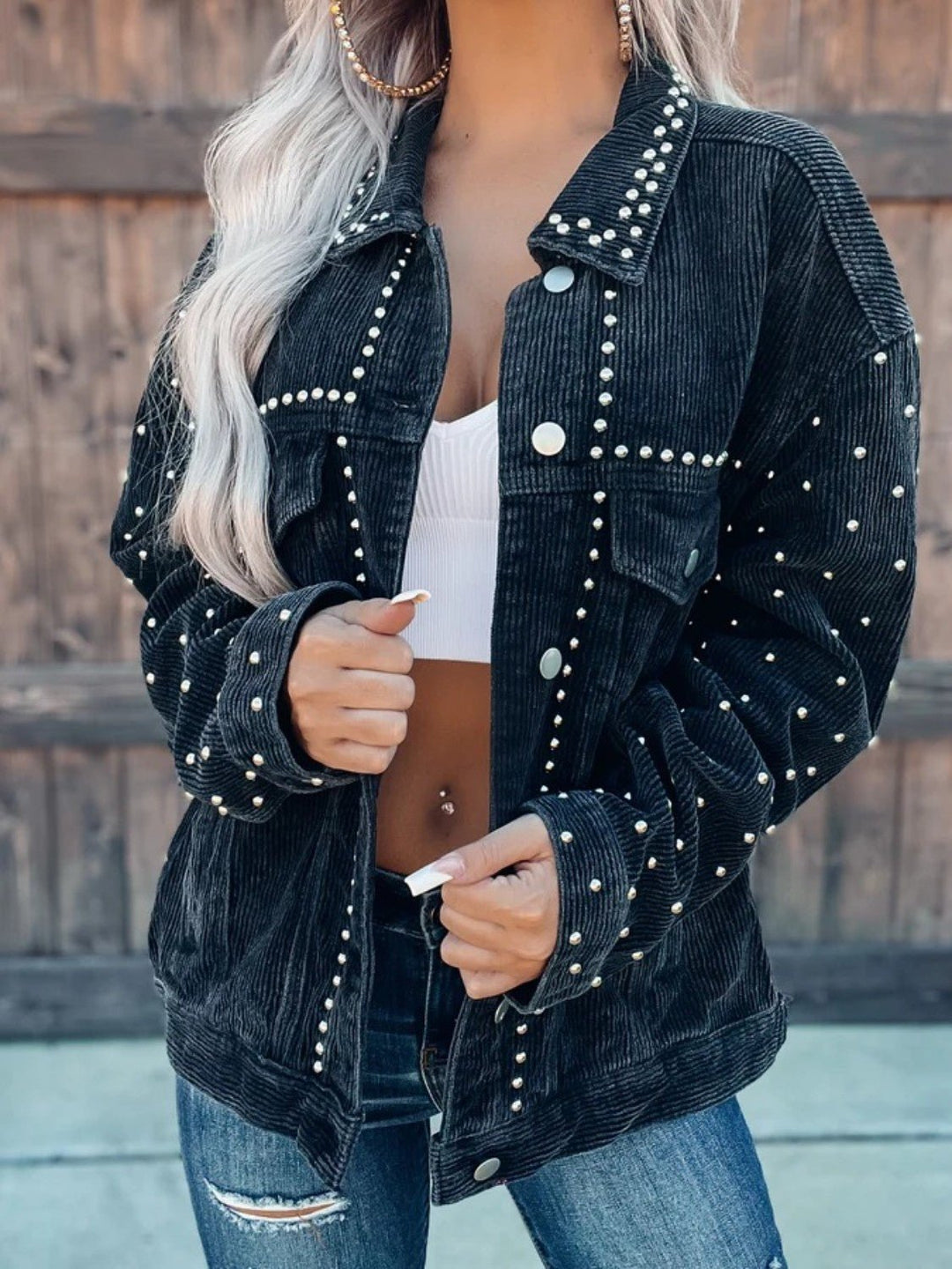 Drune | Cordjacke - Trendy Oversized Fit - Strukturierter Baumwollmix - Statement-Schicht