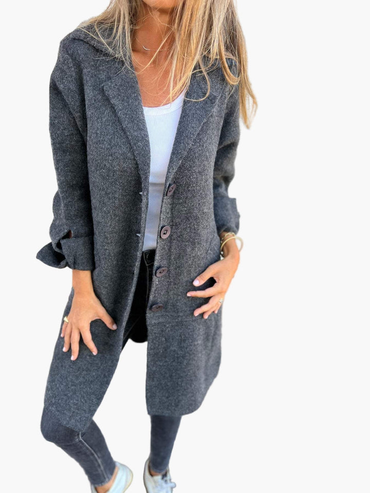 Drune | Mantel mit elegantem Revers - Langer Übergangsjacke für Alltag und Büro