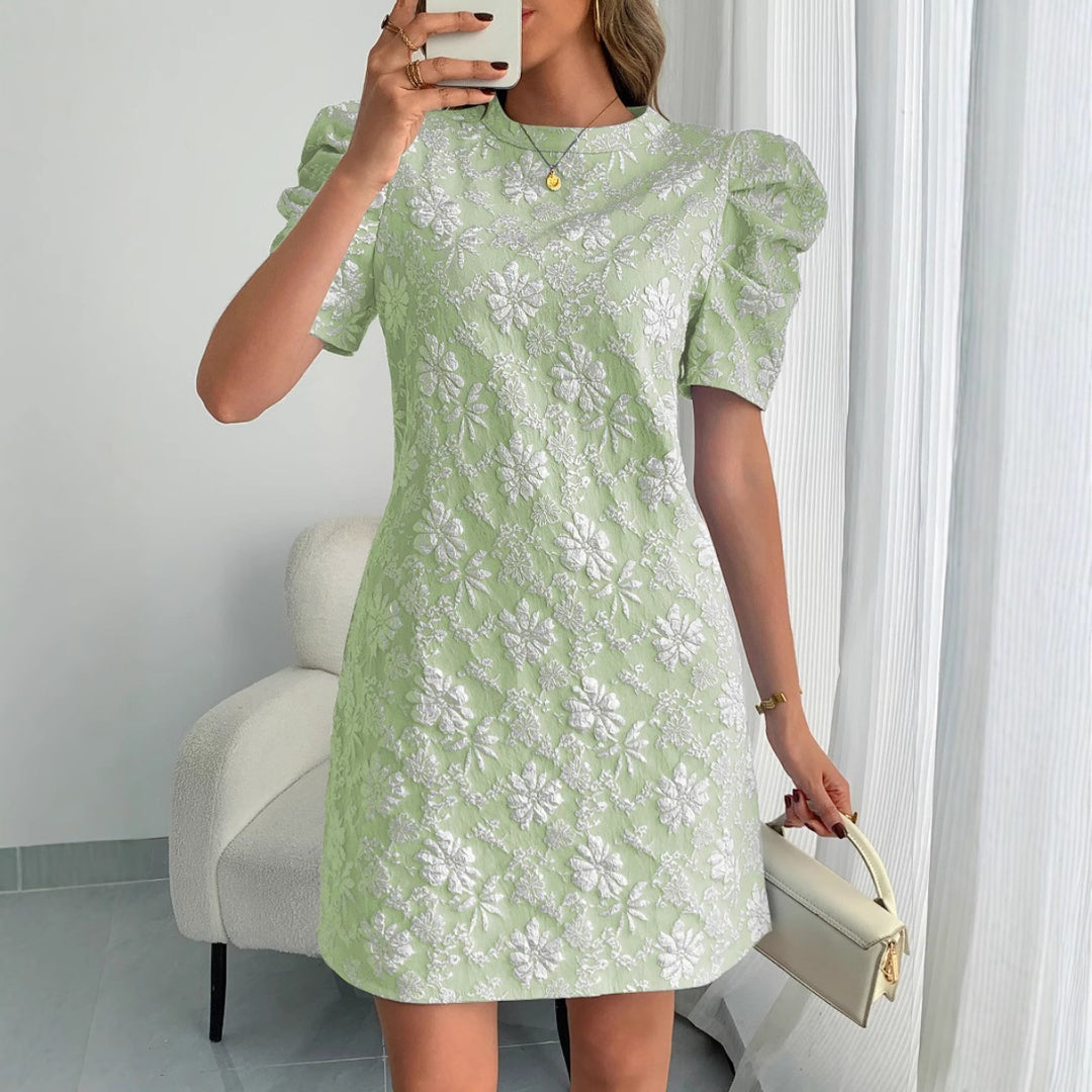 Drune | Jacquard-Kleid mit Blasenärmeln und Textur