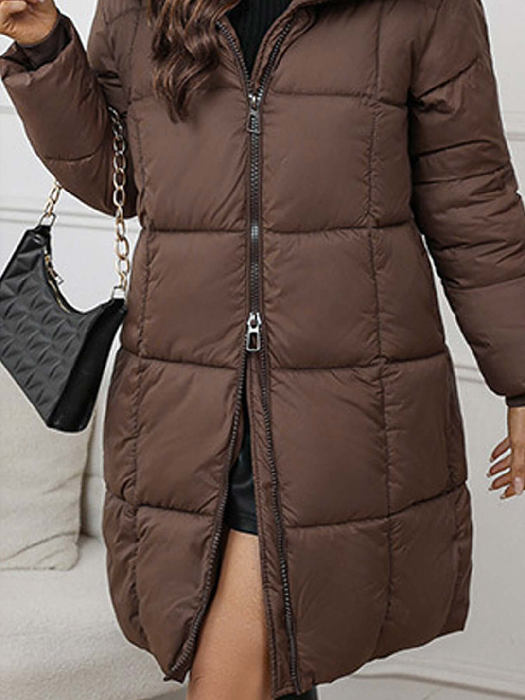 Drune | Frauen Lange Kapuzen-Winter-Pufferjacke