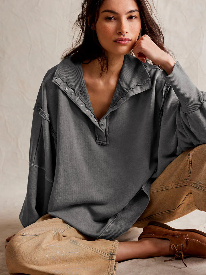 Drune - Lässiges Sweatshirt Mit Knöpfen Und Lampenärmeln