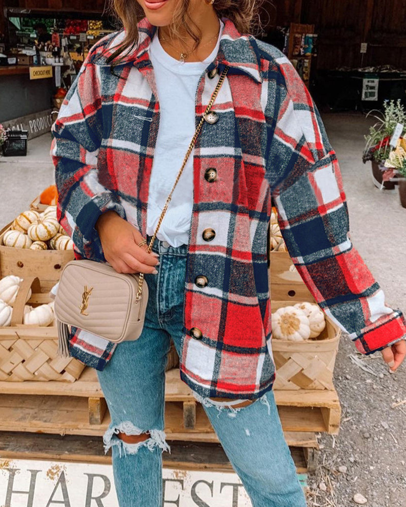 Drune | Jacke mit Karomuster und Knopfleiste