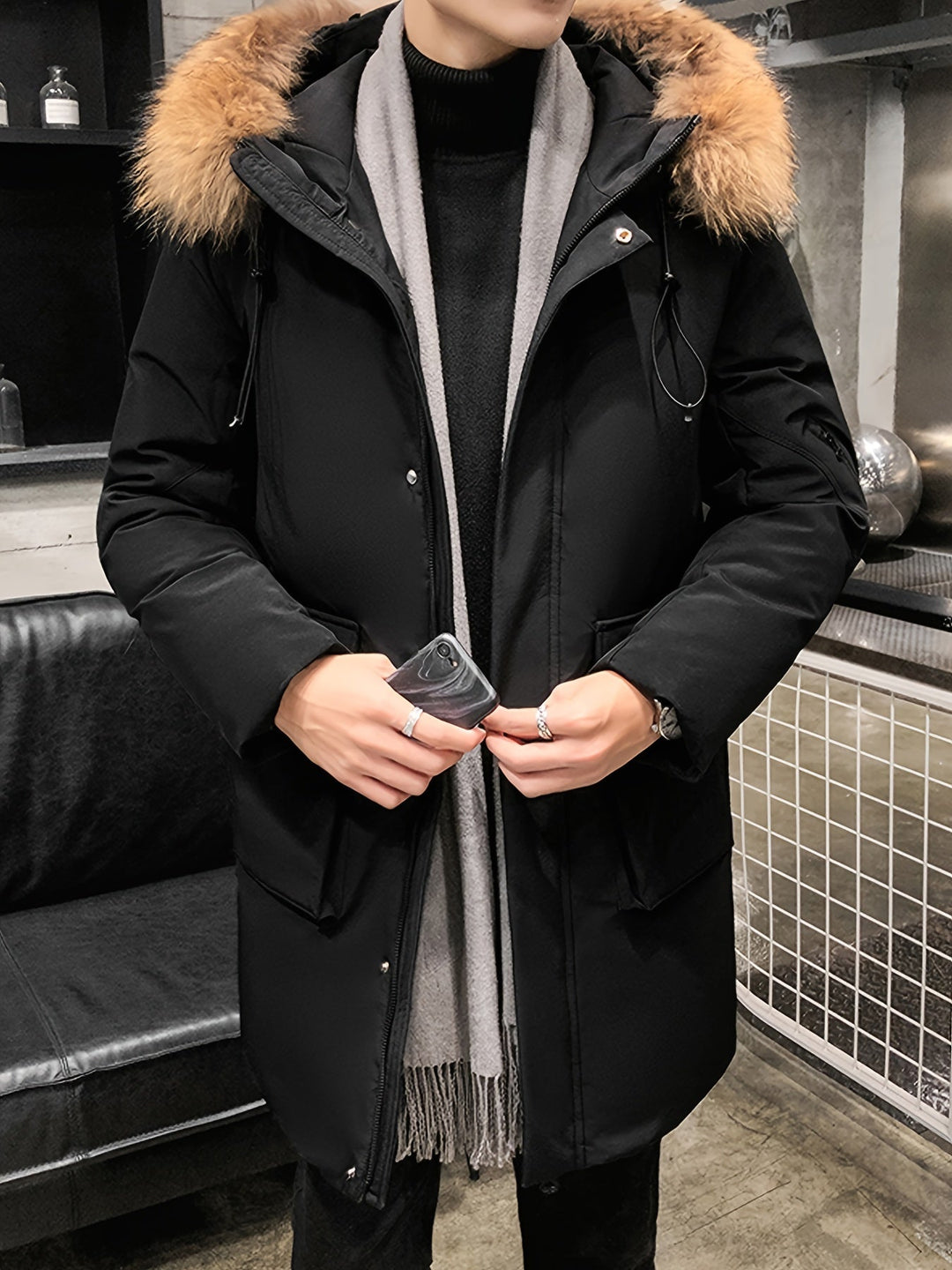Drune | Winterjacke mit Kapuze für Männer in mittellanger Ausführung - Perfekt für Aktivitäten im Freien