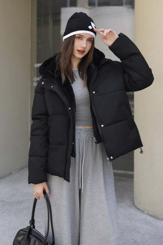 Drune | Fellpaneel gekürzter Pufferjacke