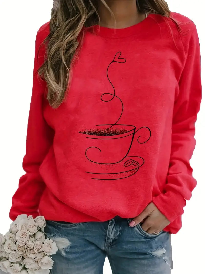 Drune | Gemütliches Kaffee Grafisch Sweatshirt