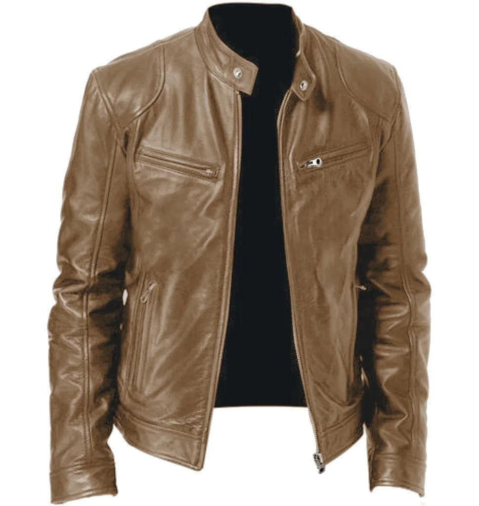 Drune | Casual Jacke aus veganem Leder ohne Kapuze für Männer - Geeignet für jeden Anlass