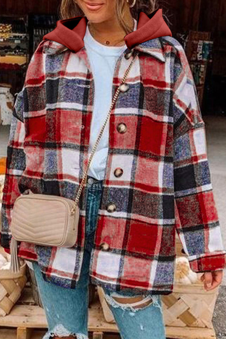 Drune | Gitterhemdenjacke mit Kapuze Polyester Lässig und Trendy