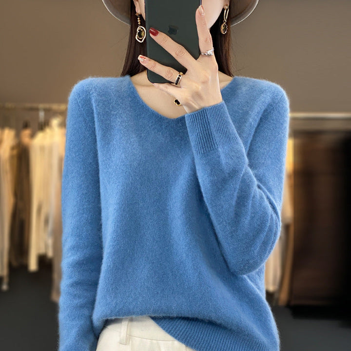 Drune | Lockere Damenpullover mit V-Ausschnitt für Herbst und Winter