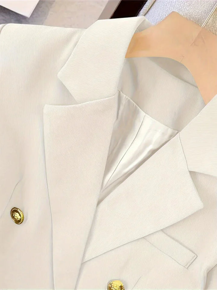 Drune | Eleganter Slim Fit Damen Blazer Mit Goldenen Knöpfen