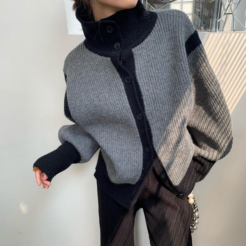 Drune | Kontrast Strickcardigan Weich und Warm Moderner Stil