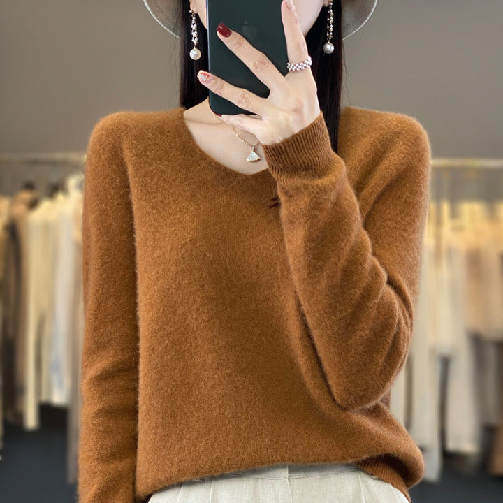 Drune | Lockere Damenpullover mit V-Ausschnitt für Herbst und Winter