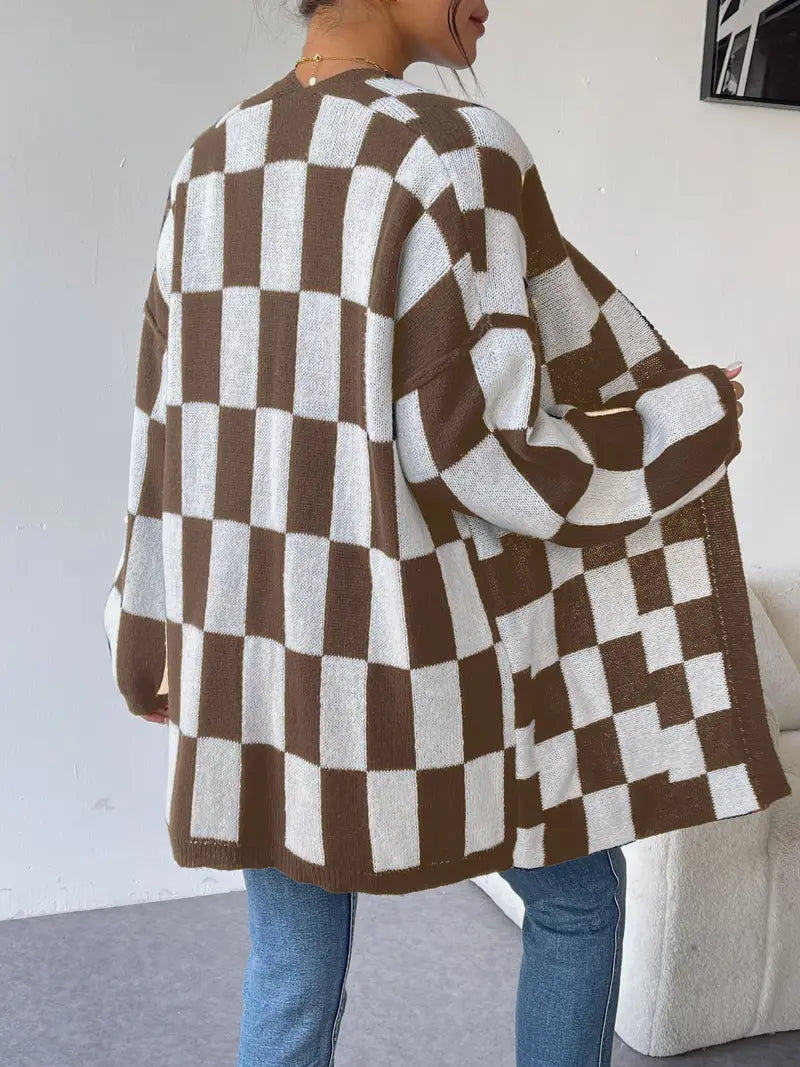 Drune | Karierter Strickcardigan