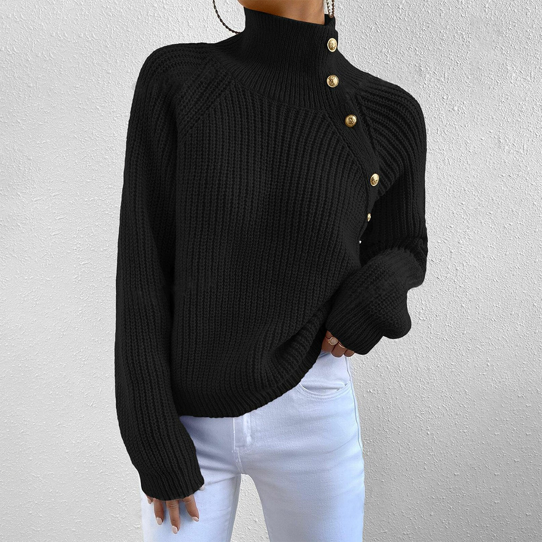 Drune | Strickpullover mit Hohem Kragen und Knopfdetails Wollmischung Elegant und Warm