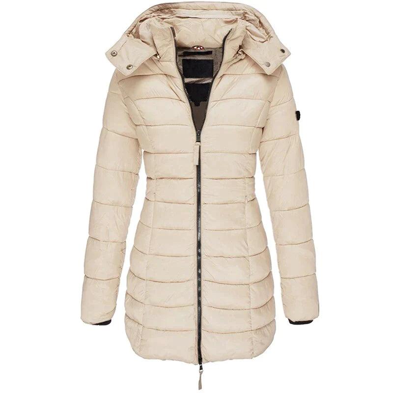 Drune | Damen Lange Winter Pufferjacke mit Kapuze