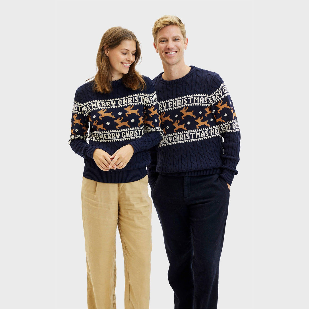 Drune | Der elegante Weihnachtsstrickpullover Blau - Damen