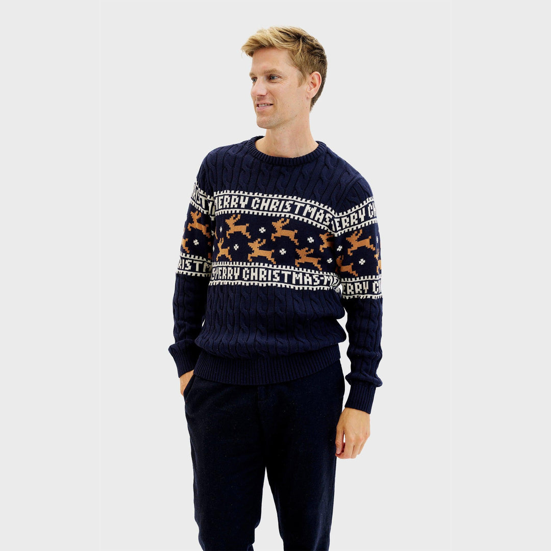Drune | Der elegante Weihnachtspulli Blau - Herren