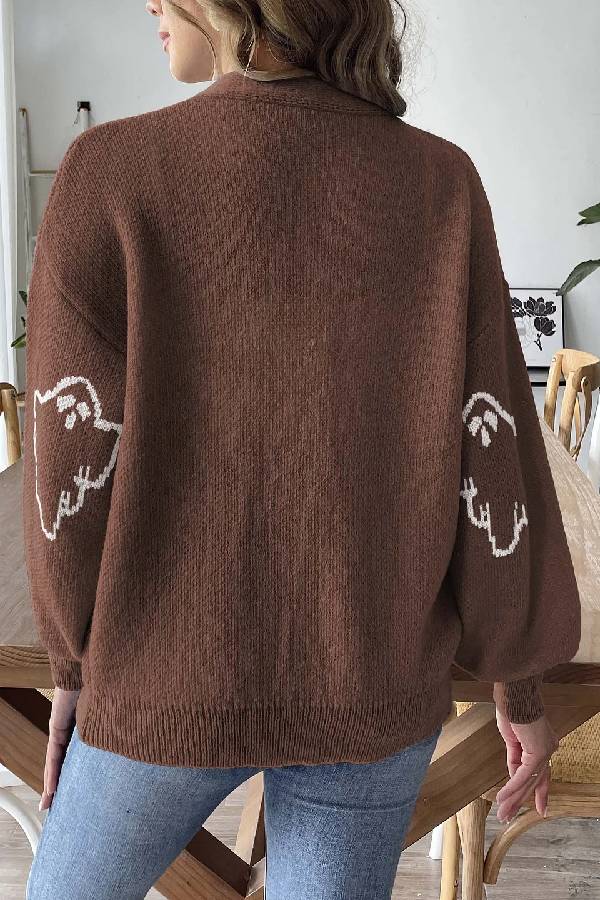 Drune | Lockere lässige Cartoon Jacquard-Jacke