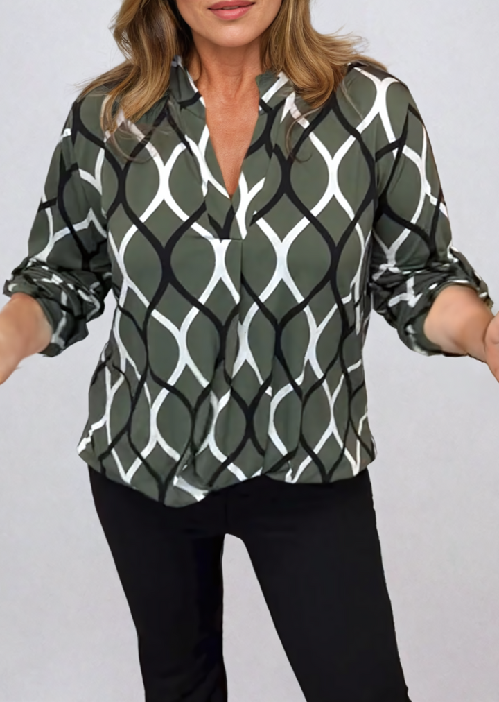 Drune | Elegante Bluse mit Grafischem Muster Leicht und Stilvoll Perfekt Für Den Alltag