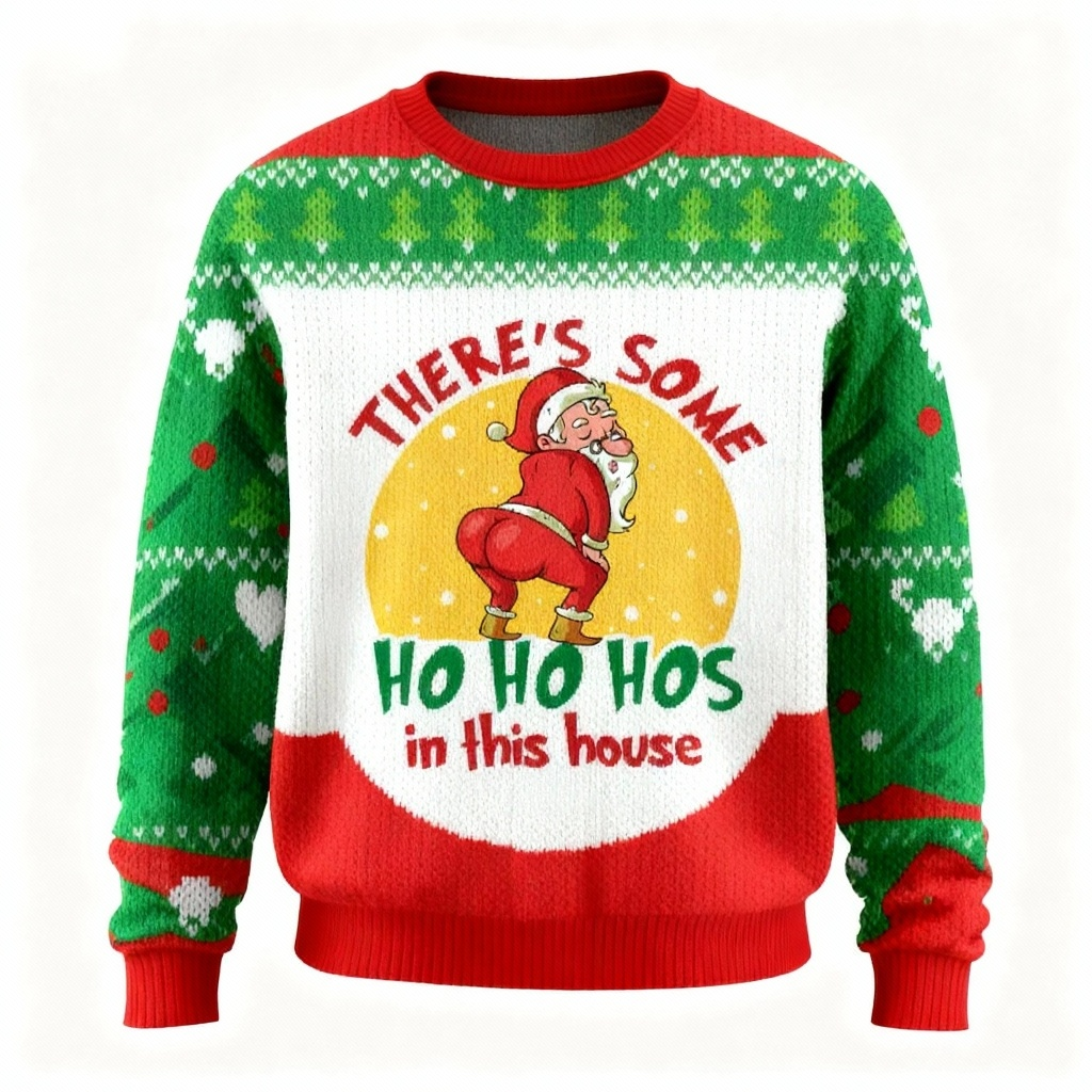 Drune | Lustiger Weihnachtsmann-Print Unisex Hässlicher Weihnachtspullover - Lustiger Feiertagsparty-Pullover