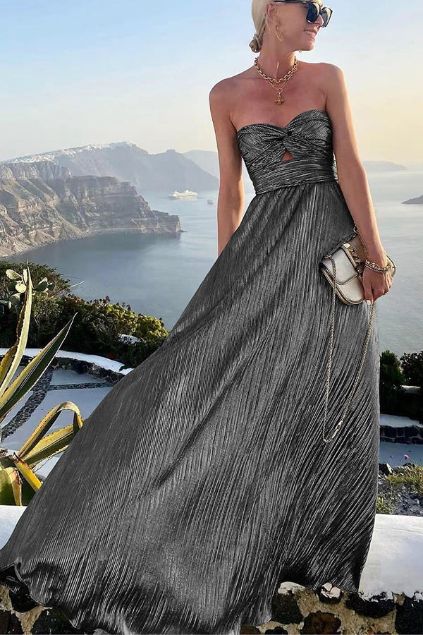 Drune | Schulter Shimmer Maxi Kleid Elegant, Leicht & Perfekt Für Abend Glam