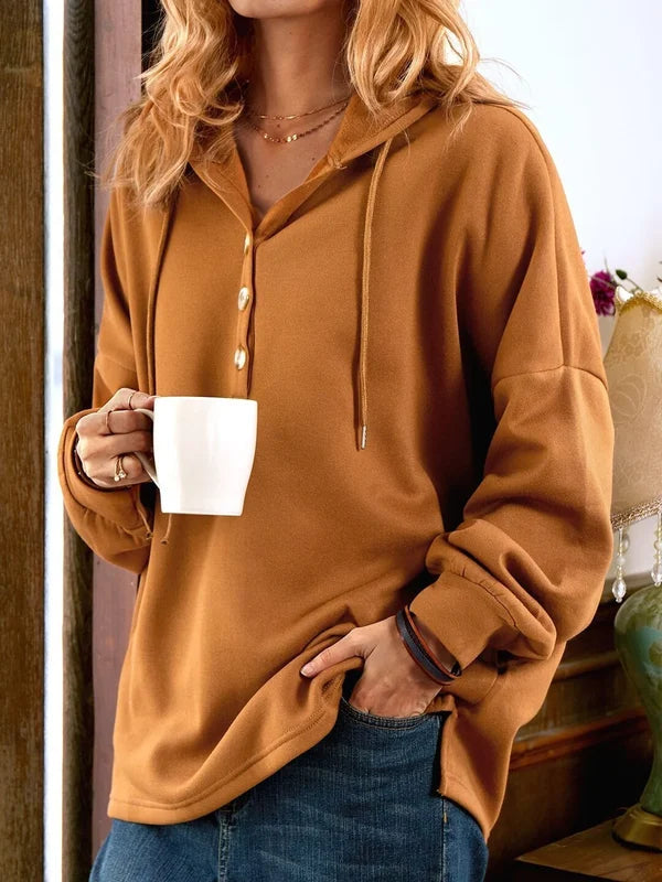 Drune | Pullover mit Kapuze und Knöpfen