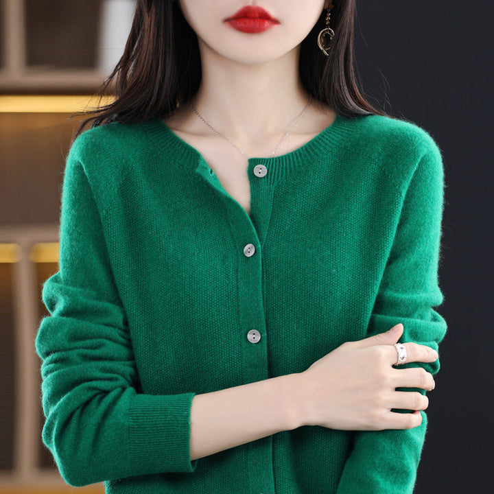Drune | Lockerer Damen Cashmere Strickjacke Mit Rundhalsausschnitt Aus Hochwertiger Veganer Wolle