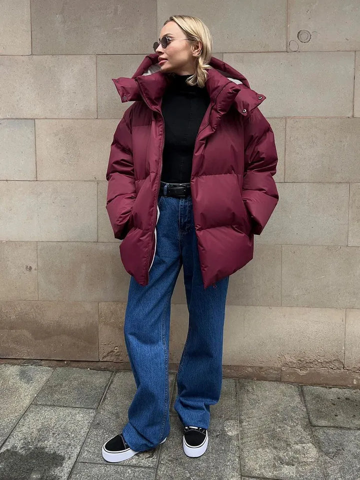 Drune | Damen Pufferjacke - Stepp-Langjacke - Mit Kapuze Hoher Kragen - Warm Isoliert
