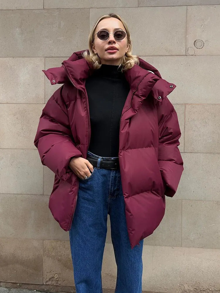 Drune | Damen Pufferjacke - Stepp-Langjacke - Mit Kapuze Hoher Kragen - Warm Isoliert