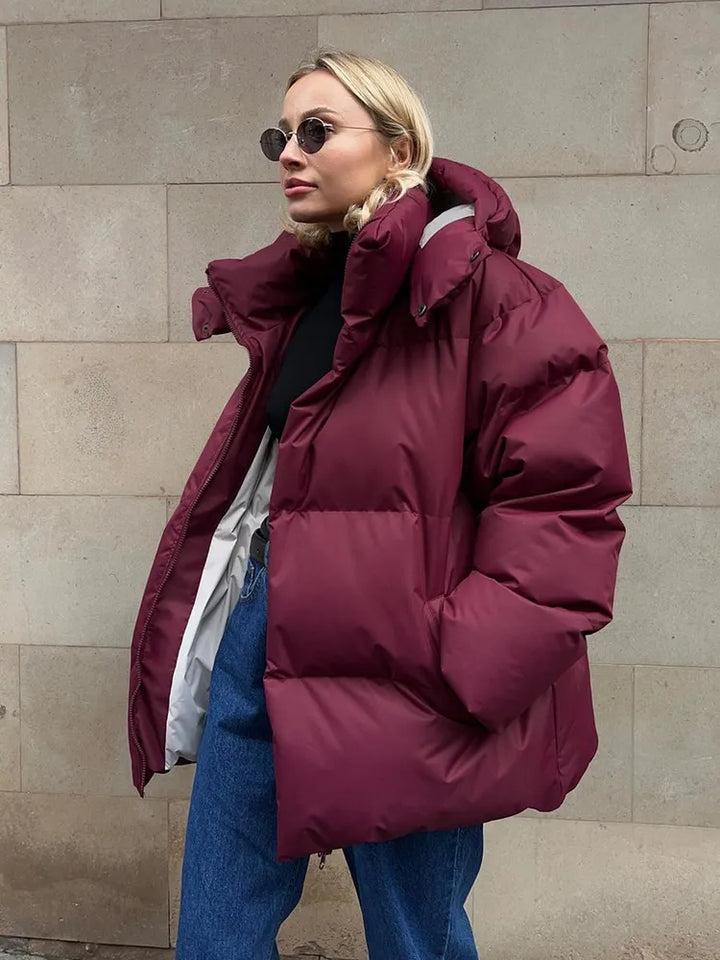 Drune | Damen Pufferjacke - Stepp-Langjacke - Mit Kapuze Hoher Kragen - Warm Isoliert