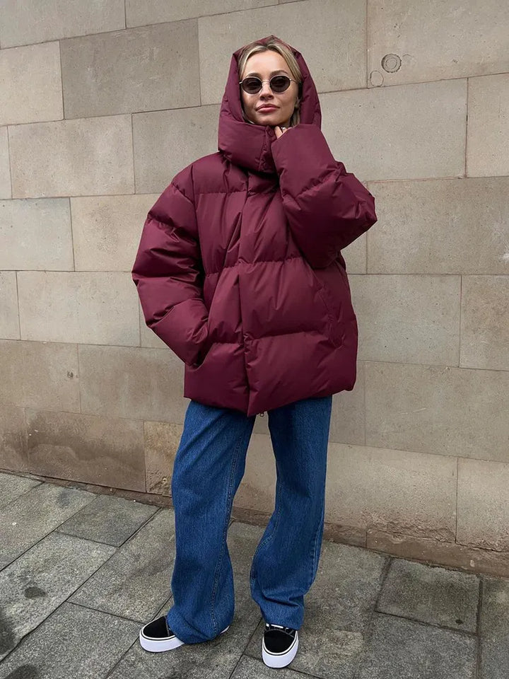 Drune | Damen Pufferjacke - Stepp-Langjacke - Mit Kapuze Hoher Kragen - Warm Isoliert