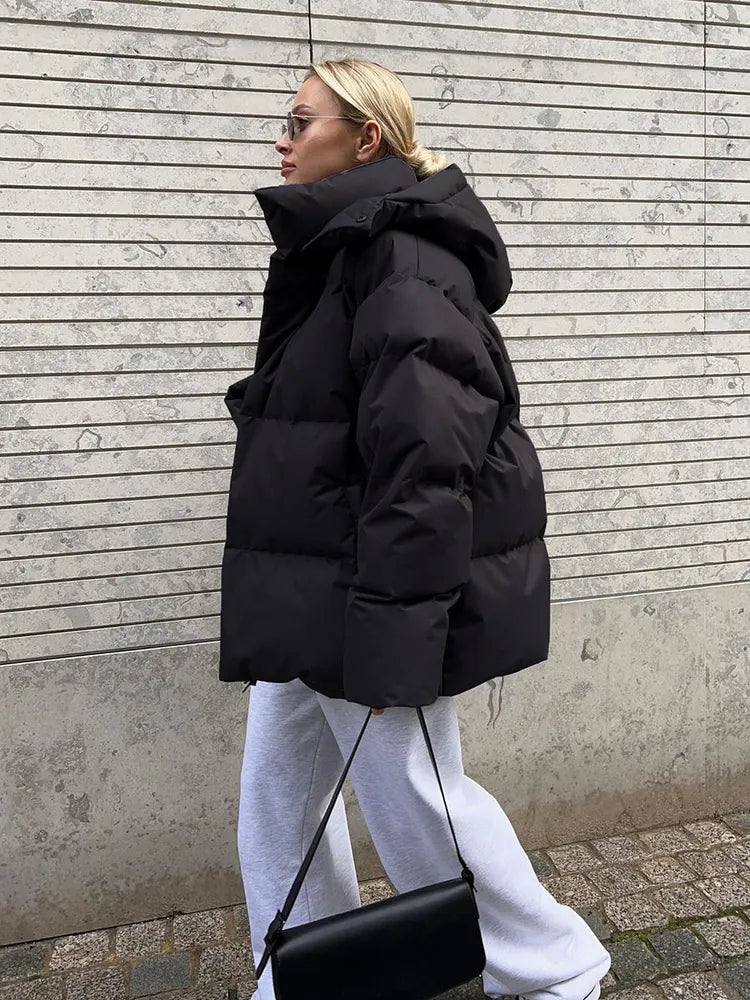 Drune | Damen Pufferjacke - Stepp-Langjacke - Mit Kapuze Hoher Kragen - Warm Isoliert