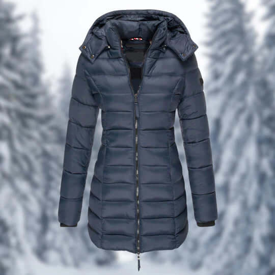 Drune | Damen Mittellanger Wintermantel mit Abnehmbarem Kapuze