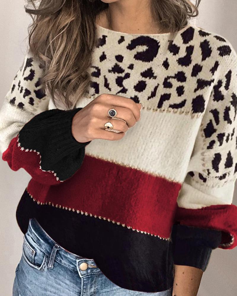 Drune | Sweatshirt gestreift mit Leopardenmuster