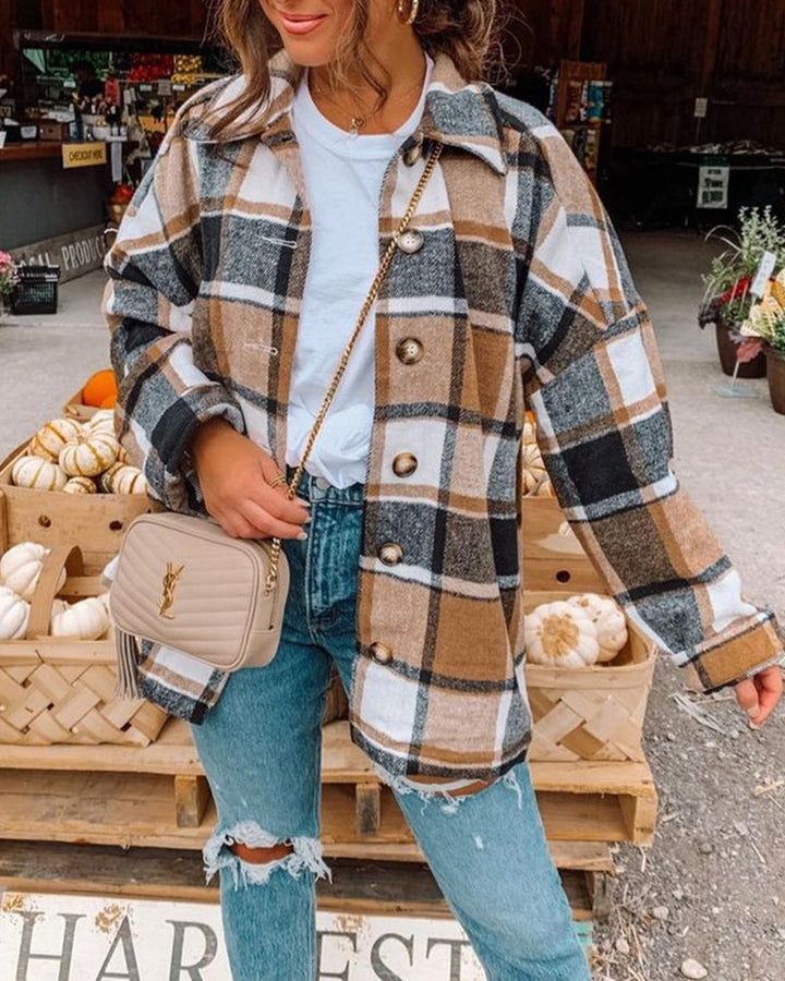 Drune | Jacke mit Karomuster und Knopfleiste