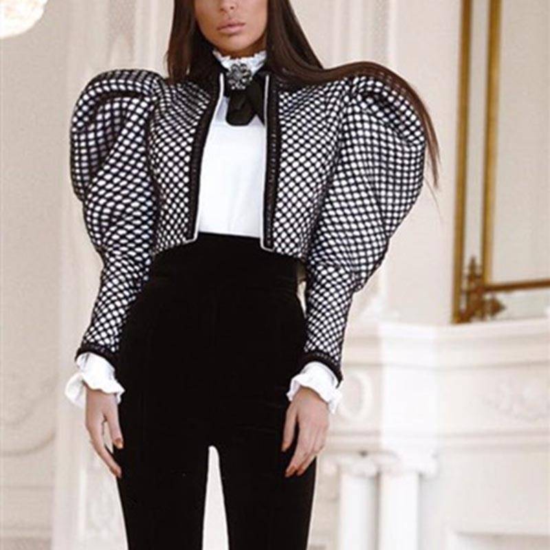 Drune | Puff-Ärmel Bluse - Polka-Dot-Design - Schleifenakzent - Auffällige Abendmode