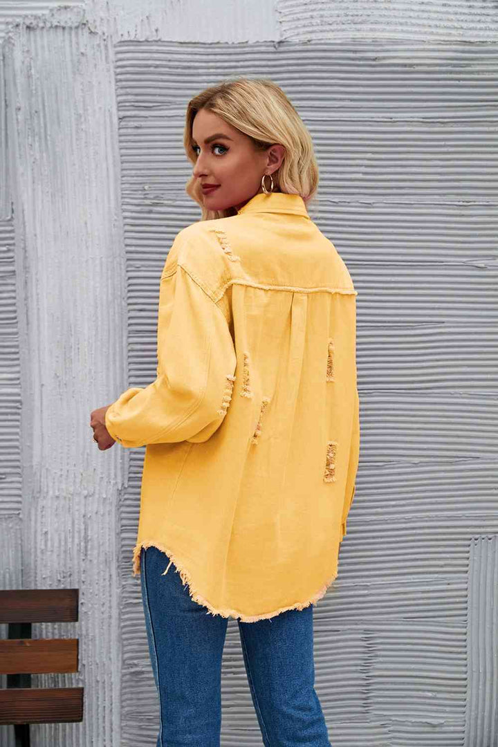Drune | Zerrissene Rohsaum-Denimjacke