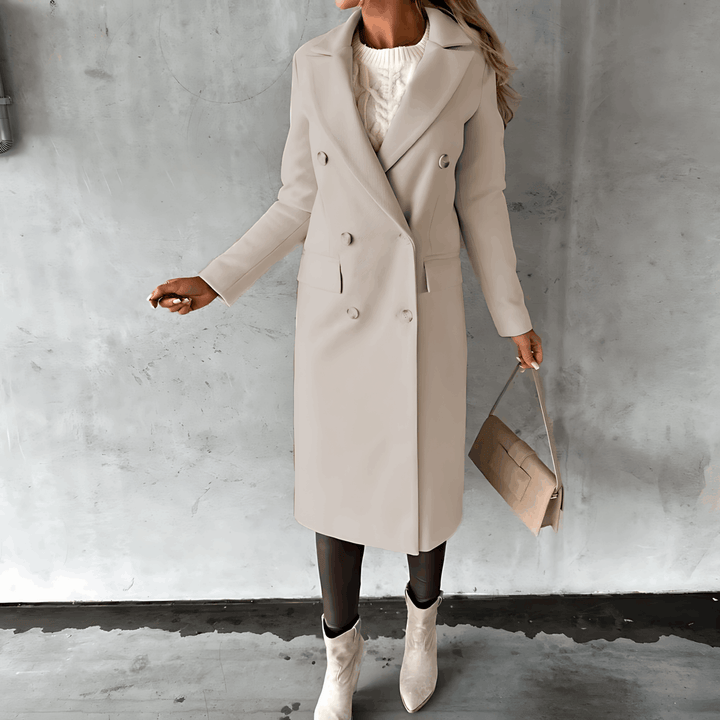 Drune | Lange Elegante Smart Lässig Jacke mit Knöpfen und Hohem Kragen