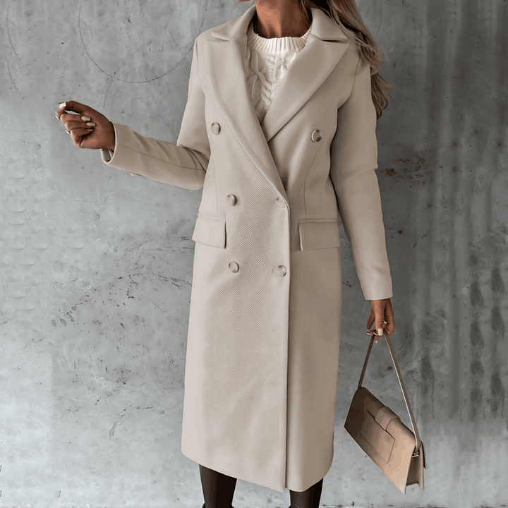 Drune | Lange Elegante Smart Lässig Jacke mit Knöpfen und Hohem Kragen