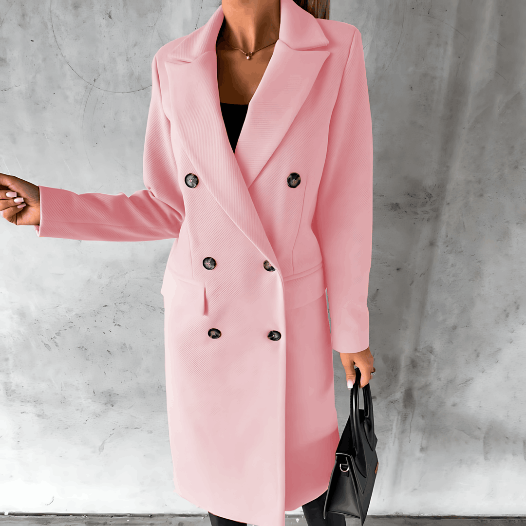 Drune | Lange Elegante Smart Lässig Jacke mit Knöpfen und Hohem Kragen