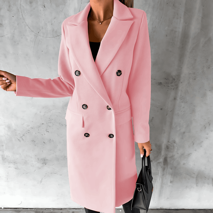 Drune | Lange Elegante Smart Lässig Jacke mit Knöpfen und Hohem Kragen
