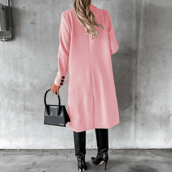 Drune | Lange Elegante Smart Lässig Jacke mit Knöpfen und Hohem Kragen