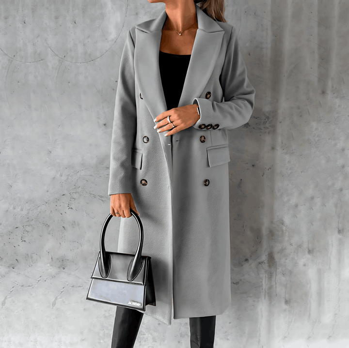 Drune | Lange Elegante Smart Lässig Jacke mit Knöpfen und Hohem Kragen