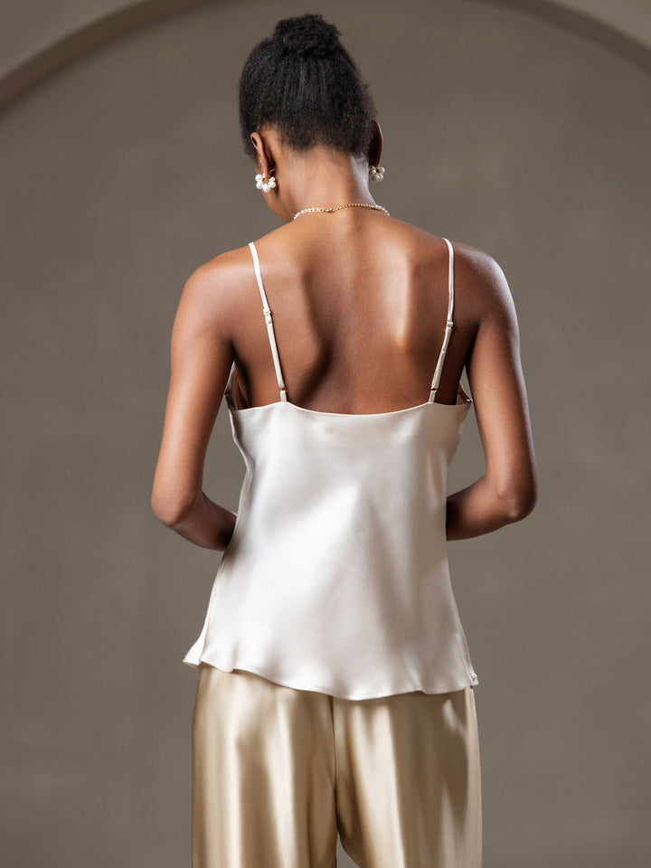 Drune | V-Ausschnitt Reine Seide Spaghettiträger Camisole Top