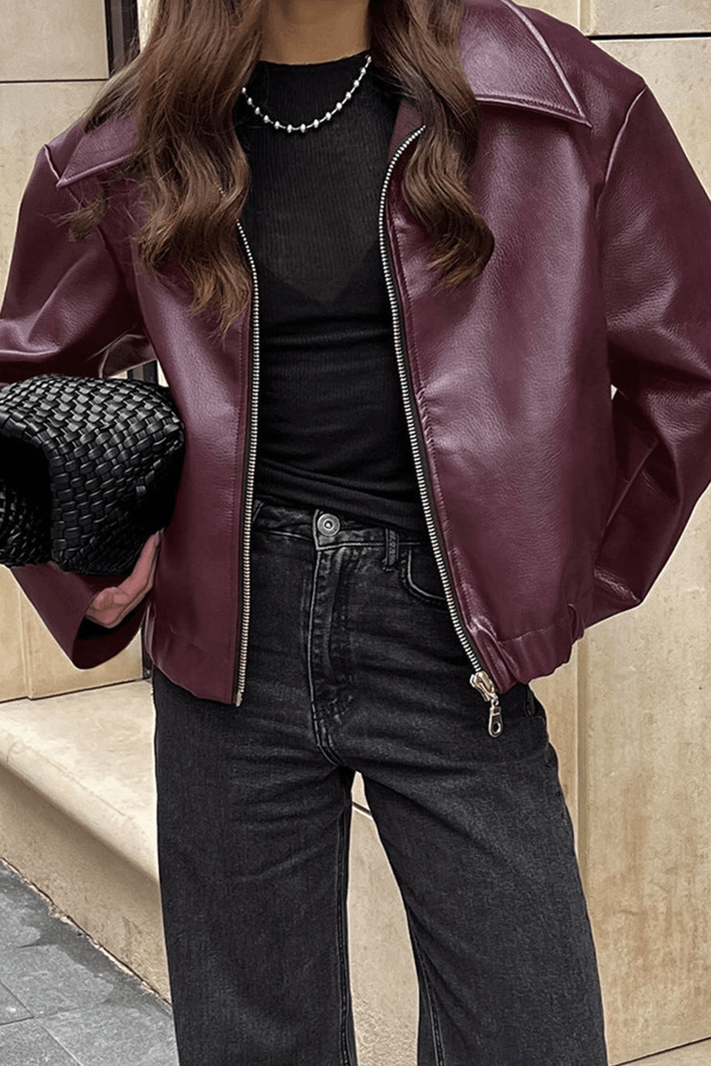 Drune | Kurze Kunstlederjacke