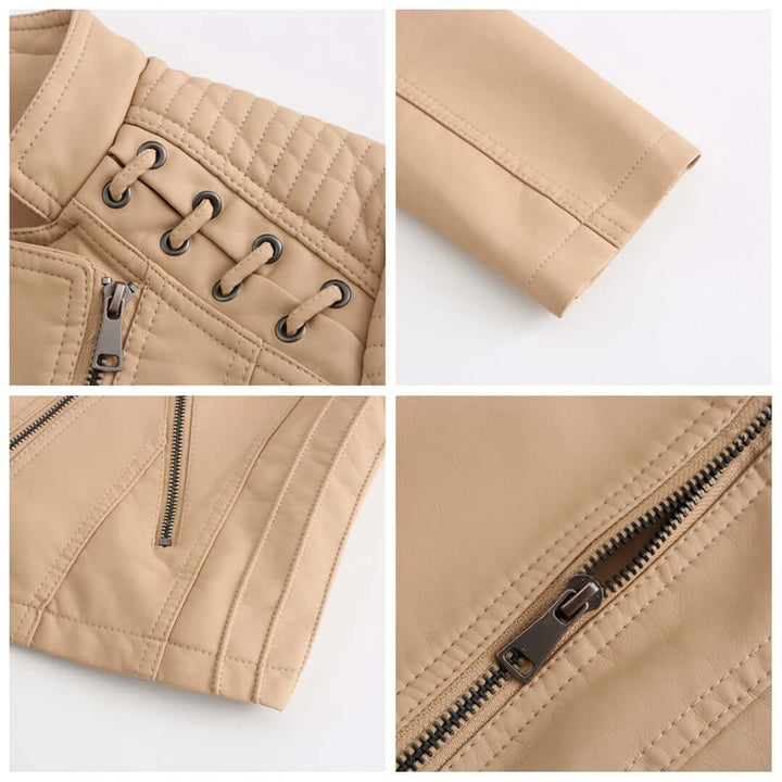 Drune | Damen Faux-Leder Bikerjacke
