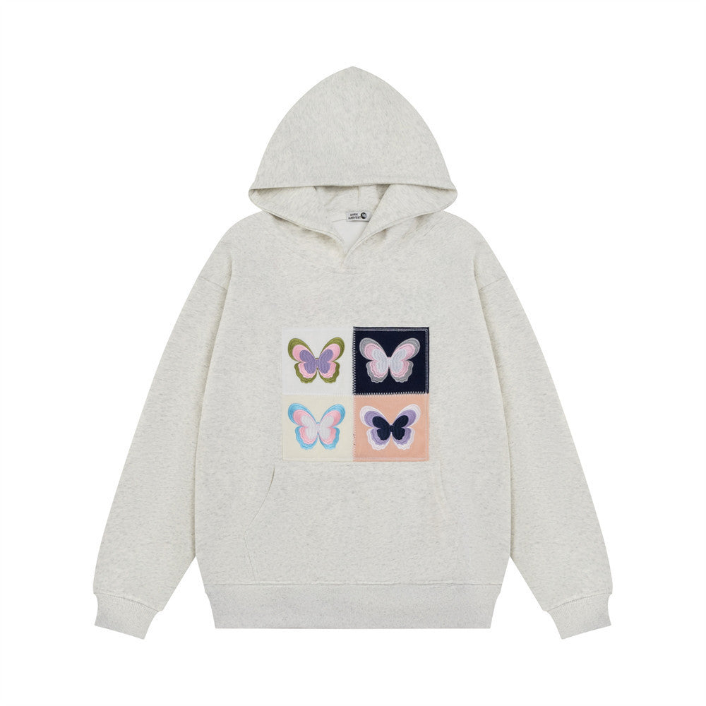 Drune | Hoodie mit gesticktem Schmetterlingspatch